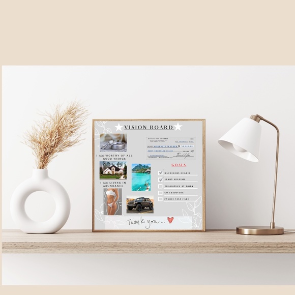 Vision Board Poster - Manifestation Board Dream Board Law of Attraction Gray - Picture 4 of 7